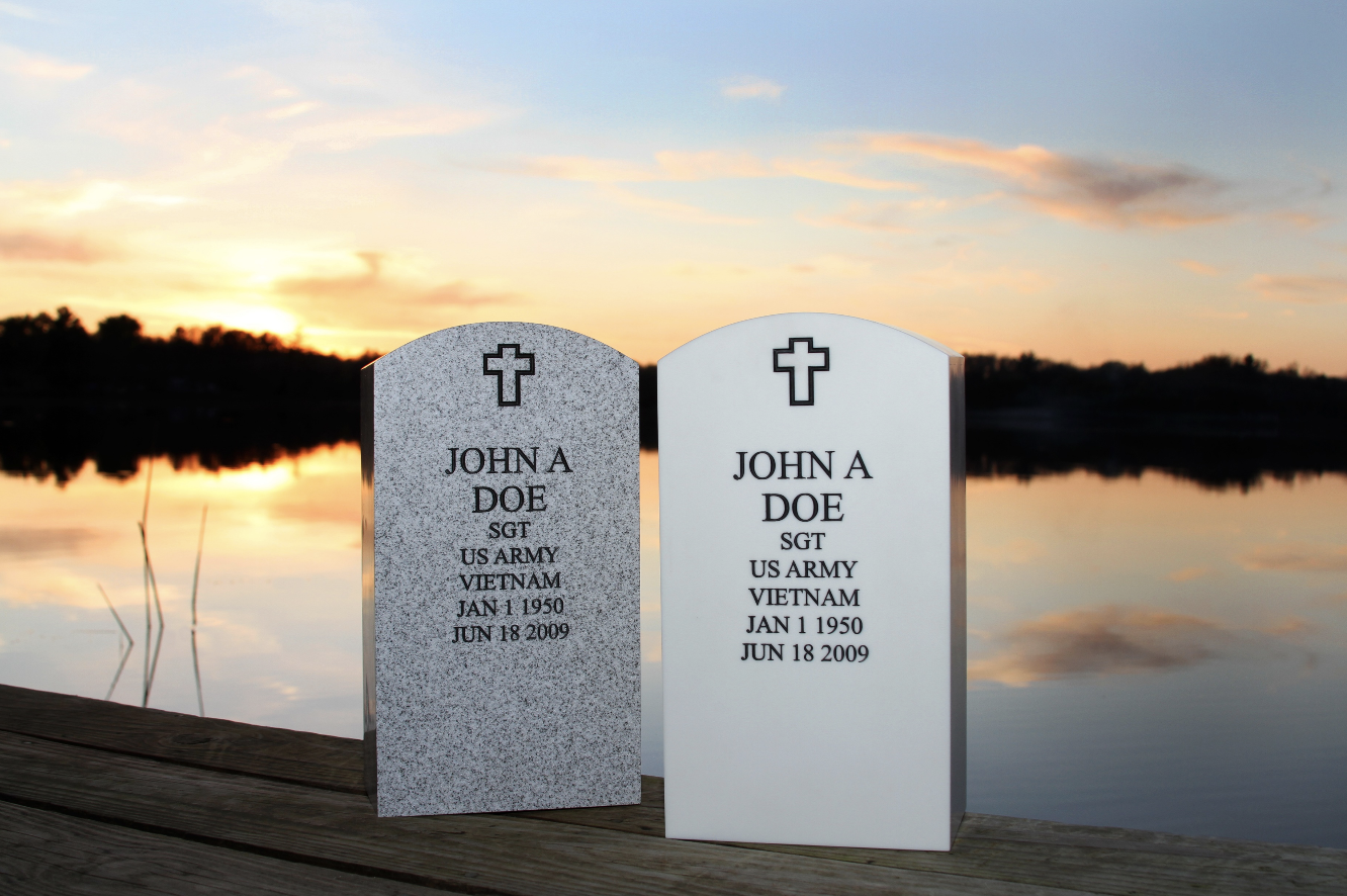 Granite and White Urns